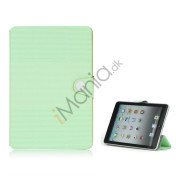 Mode Vandret Stripe og fodbold Grain Magnetic Stand Lædertaske til iPad Mini - Grøn