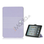Fashion Vandret Stripe og fodbold Grain Magnetic Stand Lædertaske til iPad Mini-Lilla