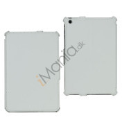 Mønstret Lychee Leather Folio Cover Case til iPad Mini - Hvid