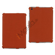 Mønstret Lychee Leather Folio Cover Case til iPad Mini - Orange
