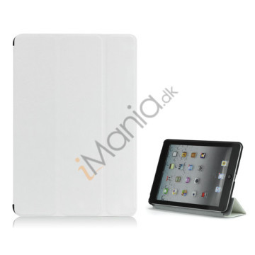 Smart Cover Leather Case Fold Magnetic Stand Holder til iPad Mini - Hvid