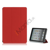 Smart Cover Leather Case Fold Magnetic Stand Holder til iPad Mini - Rød