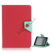 Magnetic Folio Mønstret Læder Stand Case Cover til iPad Mini - Rød