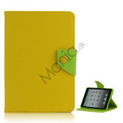 Magnetic Folio Mønstret Leather Stand Case Cover til iPad Mini - Gul