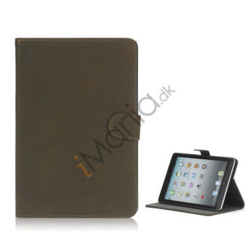 Antique Grain Magnetic Stand PU Leather smart Cover Case til iPad Mini - Coffee