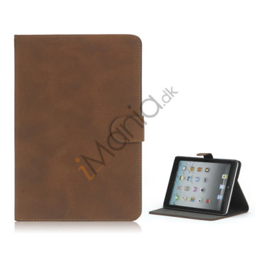 Antique Grain Magnetic Stand PU Leather smart Cover Case til iPad Mini - Brun