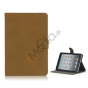 Antique Grain Magnetic Stand PU Leather smart Cover Case til iPad Mini - Light Brun