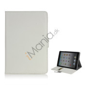 iPad Mini Smart Cover Magnetic Stand PU Lychee Leather Case - Hvid