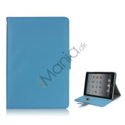 iPad Mini Smart Cover Magnetic Stand PU Lychee Leather Case - Blå