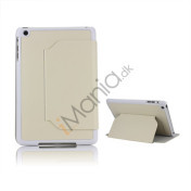 Slim Fit Folio PU Leather Shell Cover til iPad Mini with Stand Lychee Skin - Hvid