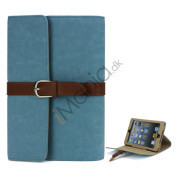 Bæltespænde Wake Sleep Funktion Stand Læder Cover til iPad Mini - Blå