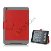 Mønstret Gobillion Folio Læder Stand Case med Wake Sleep Function til iPad Mini - Rød