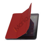 Slim Tri-fold Single Front Læder Stand Smart Cover Case til iPad Mini - Rød