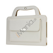 Novel STEREO håndtaske Style Smart læder Stand Cover til iPad Mini - Hvid