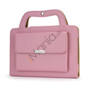 Novel STEREO håndtaske Style Smart læder Stand Cover til iPad Mini - Pink