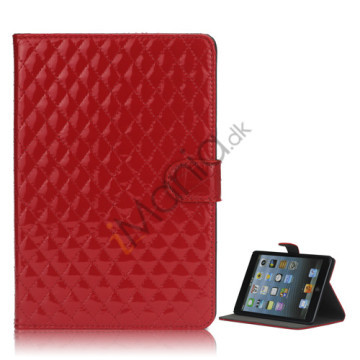 Gorgeous Rhombus Design Folio Standby Lædertaske til iPad Mini - Rød