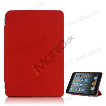 Tri-Fold PU Læder Cover Med Stand Aftagelig Companion Case til iPad Mini - Rød