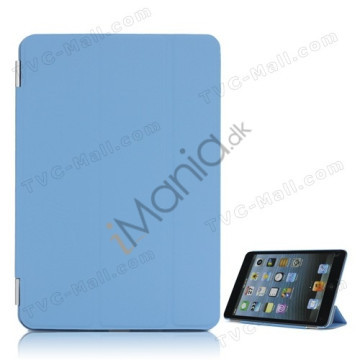 Tri-Fold PU Læder Cover Med Stand Aftagelig Companion Case til iPad Mini - Blå