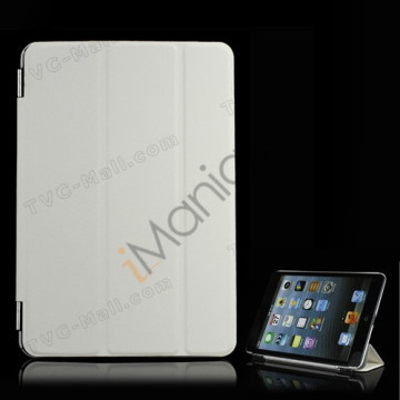 Tri-Fold PU Læder Cover Med Stand Aftagelig Companion Case til iPad Mini - Hvid