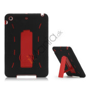 2 i 1 Build-in Stand Silikone og plast Assembly Case Cover til iPad Mini - Rød / Sort