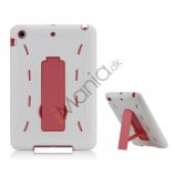 2 i 1 Build-in Stand Silikone og plast Assembly Case Cover til iPad Mini - Pink / Hvid