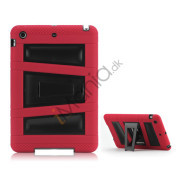 Trapez Mønster Plastic & Silicone ArmoRød Combo Taske med Stand til iPad Mini - Sort / Rød