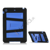 Trapez Mønster Plastic & Silicone ArmoRød Combo Taske med Stand til iPad Mini - Blå / Sort
