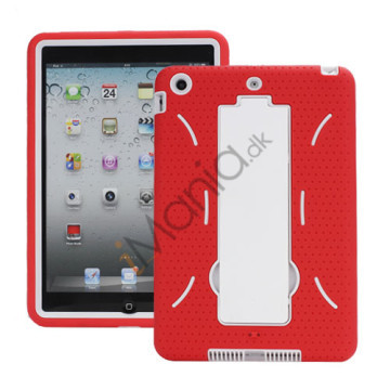 Rugged Samlet Silicone & Plastic Combo Case med Stand til iPad Mini - Hvid / Rød
