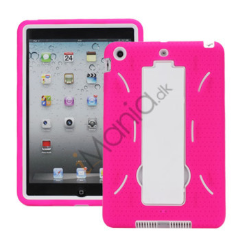 Rugged Samlet Silicone & Plastic Combo Case med Stand til iPad Mini - Hvid / Rose
