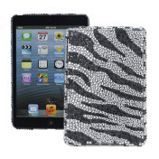 Stilfuld Zebra Stripe Bling Rhinestone Beskyttende Plastic Case til iPad Mini - Hvid / Sort
