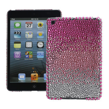 Hvid Pink Rose Gradient Color Sparkling Rhinestone Beskyttende Hard Case til iPad Mini