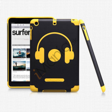 Nillkin glad musik Headphone Style Plastic & Silikone Combo Taske til iPad Mini - Gul / Sort