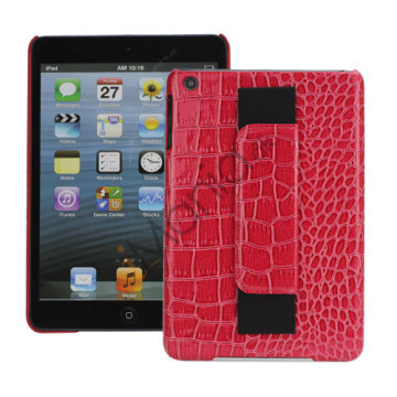 Crocodile Leather Belagt med Convenient handstrap Hard Back Case til iPad Mini - Rød