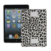 Leopord Læder Skin Cover Shell med Premium handstrap til iPad Mini - Brun
