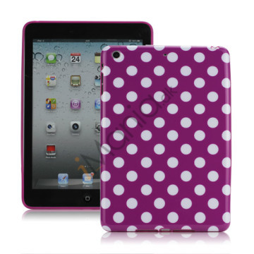 Slim Polka Dots Glossy TPU Gel Case Cover til iPad Mini - Hvid / Lilla