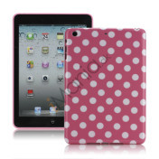 Slim Polka Dots Glossy TPU Gel Case Cover til iPad Mini - Hvid / Pink