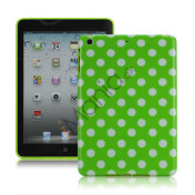 Slim Polka Dots Glossy TPU Gel Case Cover til iPad Mini - Hvid / Grøn
