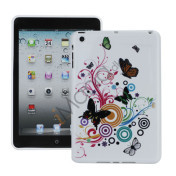 Colorized Butterflies Floral Pattern TPU Gel Cover til iPad Mini