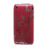iPhone 3GS cover Lakeret og med sommerfugle, rød