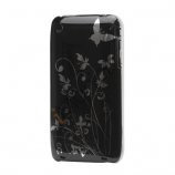 iPhone 3GS cover Lakeret og med sommerfugle, sort