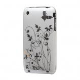 iPhone 3GS cover Lakeret og med sommerfugle, hvid