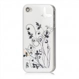 iPhone 4 cover Lakeret og med sommerfugle, hvid