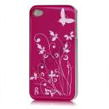 iPhone 4 cover Lakeret og med sommerfugle, pink
