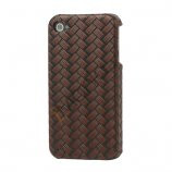 iPhone 4 cover med vævet mønster, chokoladebrun