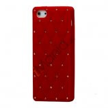 Glitter Smykkesten Indlagt Silikone Cover Case til iPhone 5 - Rød