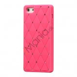 Glitter Smykkesten Indlagt Silikone Cover Case til iPhone 5 - Pink