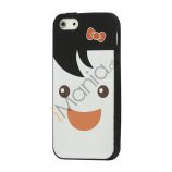 Blød Smilende Dukke Silikone Case iPhone 5 cover - Sort