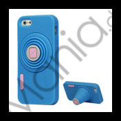 3D Camera Soft Silikone Stand Case iPhone 5 cover - Blå