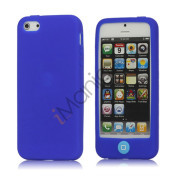 iPhone 5 Silikone Case Cover med Jellybean Home Knap - Mørkeblå