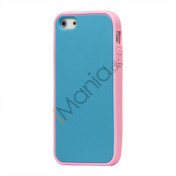 Two-tone Soft Silikone Case iPhone 5 cover - Pink / Baby Blå